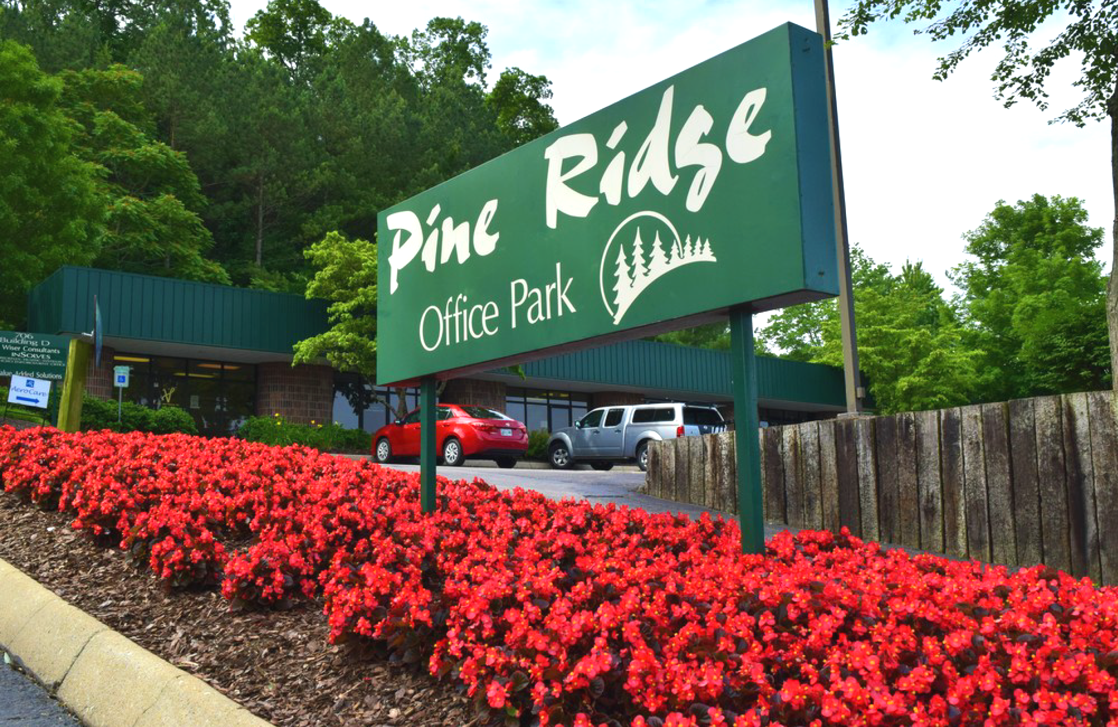 Pine Ridge Entrance signage and landscaping