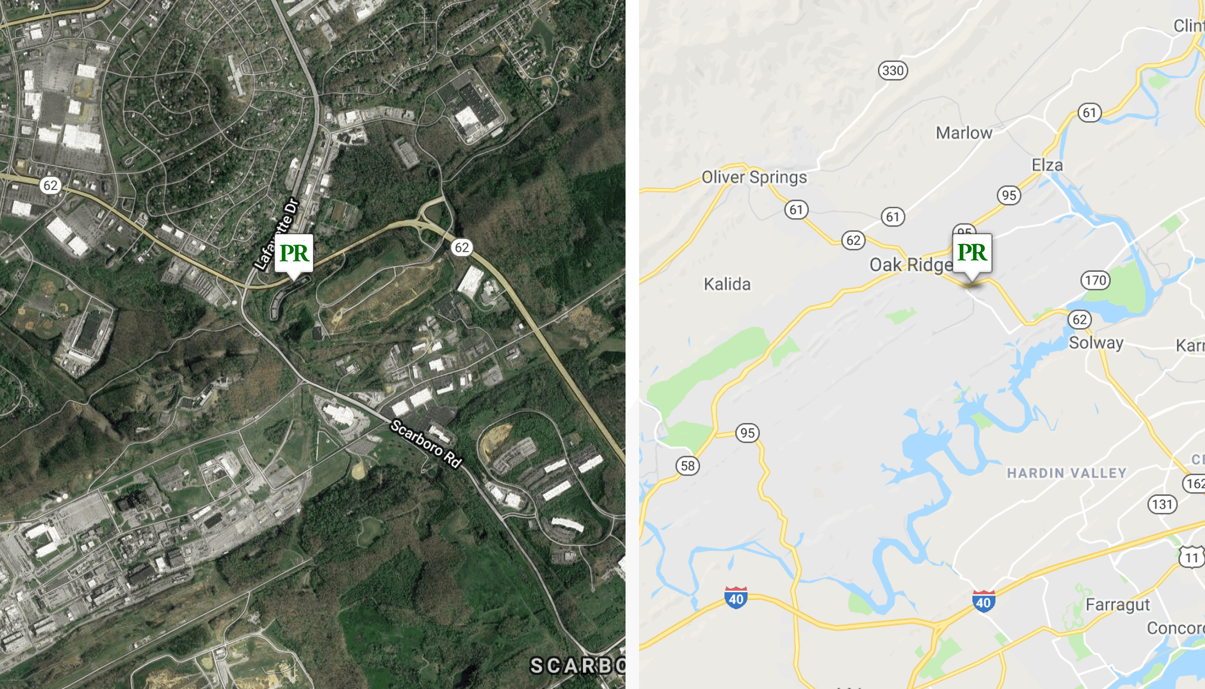 Pine Ridge Maps around Oak Ridge TN